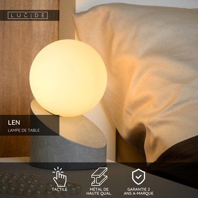 Lucide LEN - Lampe de table - Ø 10 cm - 1xG9 - Gris